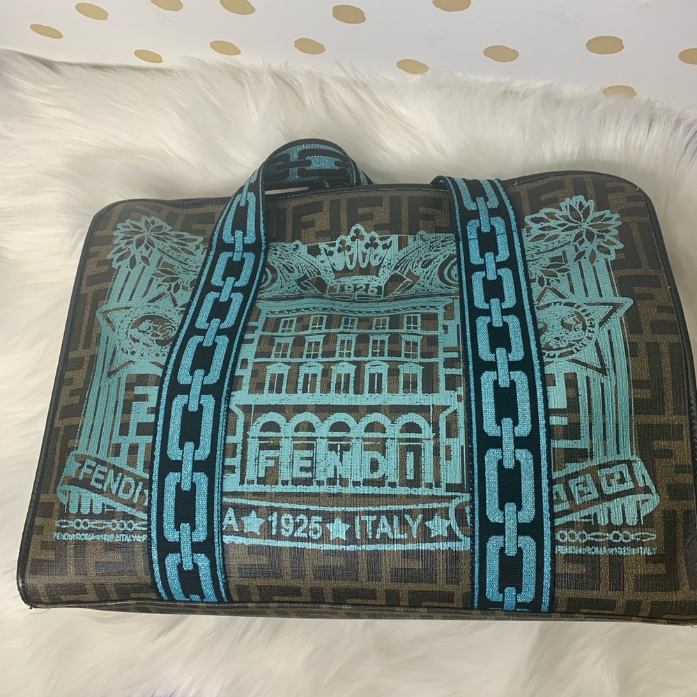 FENDI Zucca Spalmati Palazzo Aqua Print Web Tote - Picture 3 of 14